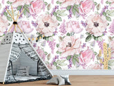 Peonies and Roses Leaves Floral  Wallpaper